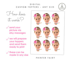 Personalized Luau Cupcake Toppers, Hawaiian Birthday Party (Digital Design)