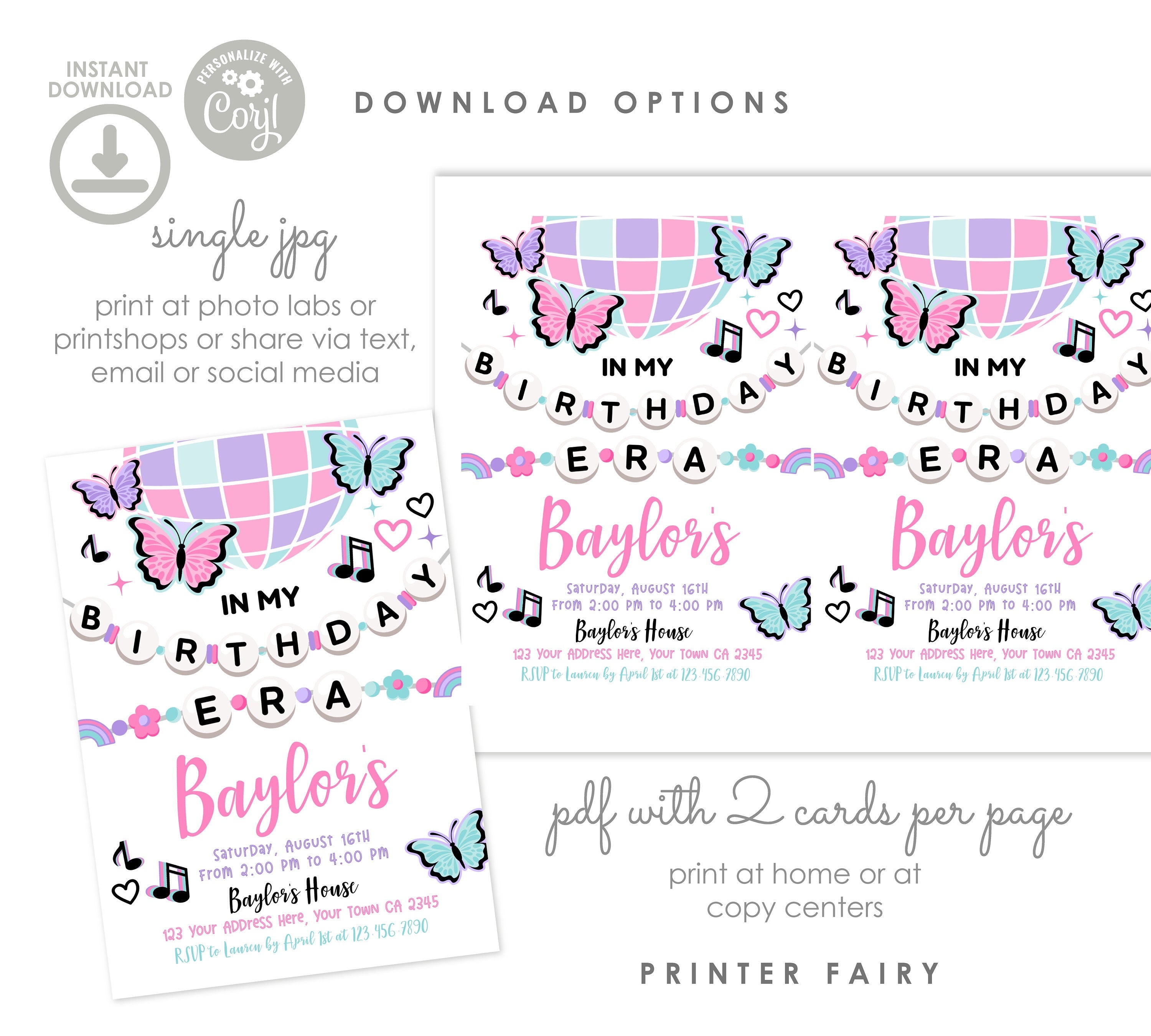 My Birthday Era Invitation, Friendship Bracelet, Music Party (INSTANT DOWNLOAD)