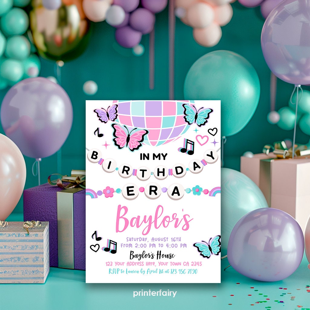 My Birthday Era Invitation, Friendship Bracelet, Music Party (INSTANT DOWNLOAD)