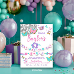 My Birthday Era Invitation Template, Music Party, Friendship Bracelet (Instant Download)