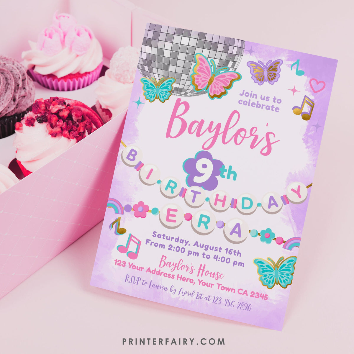 Birthday Era Invitation Template, Music Party, Friendship Bracelet Theme (INSTANT DOWNLOAD)