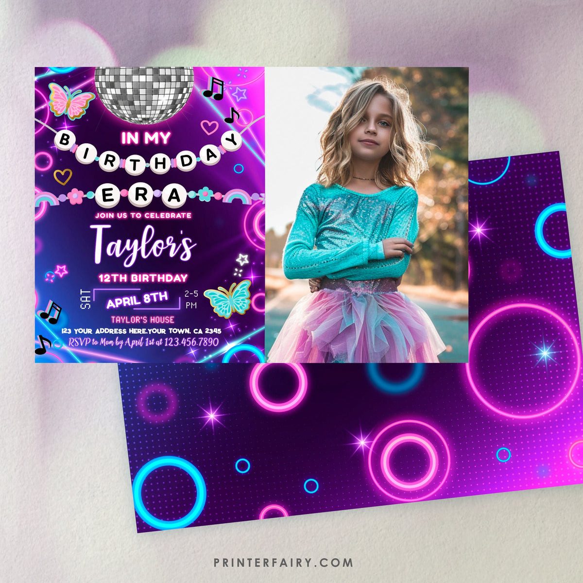 My Birthday Era Invitation Template, Photo, Music Party (INSTANT DOWNLOAD)