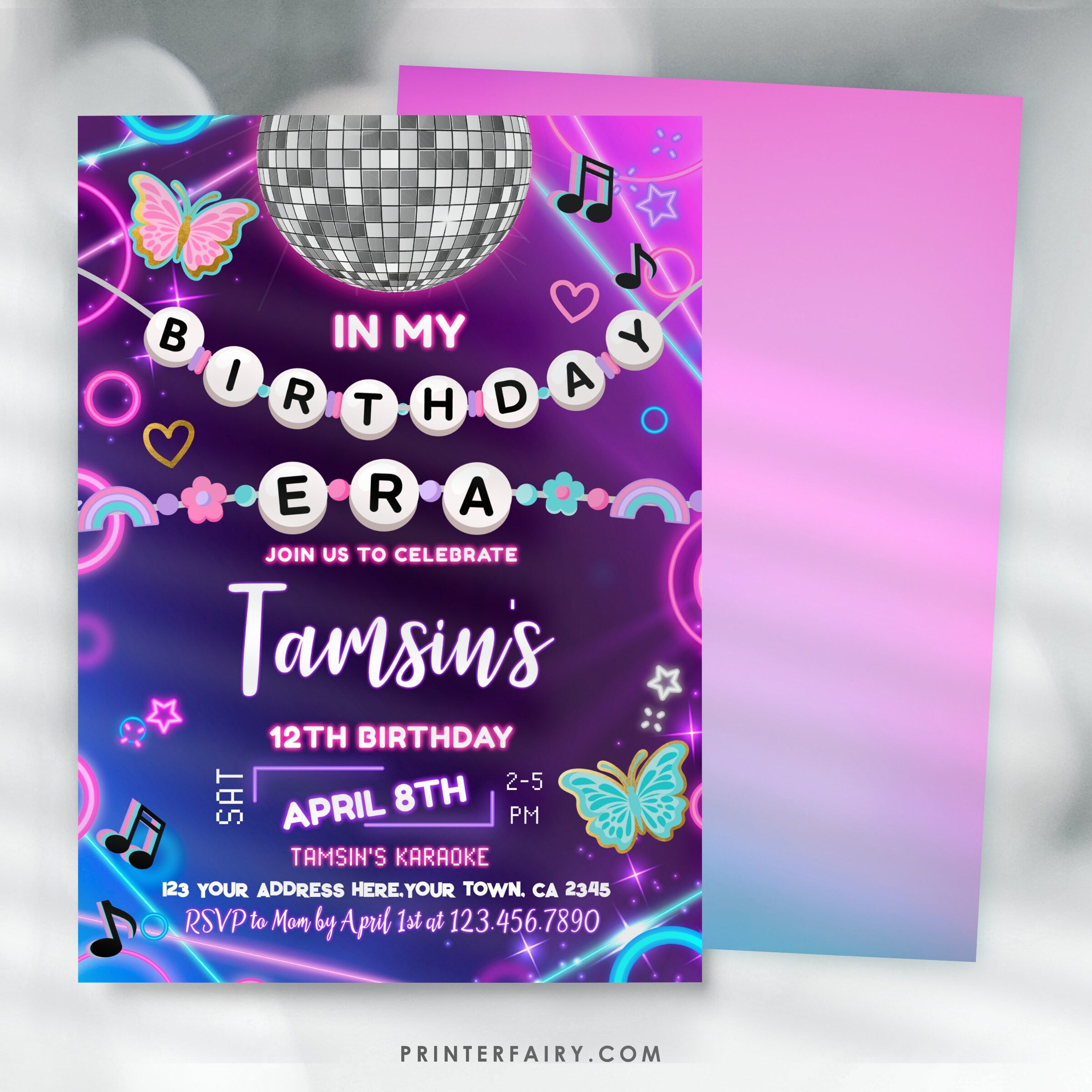My Birthday Era Invitation, Music Party, Friendship Bracelet Theme (INSTANT DOWNLOAD)