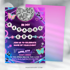 Karaoke Era Party Invitation, Editable Music Birthday Template (INSTANT DOWNLOAD)