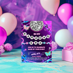 Karaoke Era Party Invitation, Editable Music Birthday Template (INSTANT DOWNLOAD)