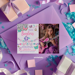 My Birthday Era Photo Invitation, Music Friendship Bracelet Party (INSTANT DOWNLOAD)