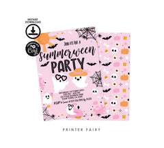 Summerween Ghost Pool Party Invitation, Editable (Digital Download)