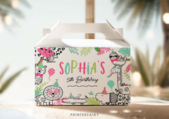Jungle Animals Party Gable Box Label, Safari Treat Box (Instant Download)