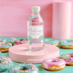Editable Donut Birthday Water Bottle Labels, Sprinkles (Instant Download)