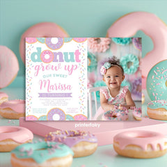 Donut Grow Up Birthday Invitation Template, Sprinkles, Photo (Digital Download)