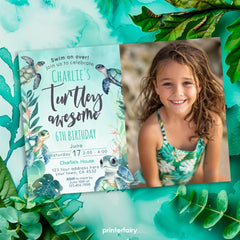 Sea Turtle Birthday Invitation, Under The Sea Party (Editable Digital Template)