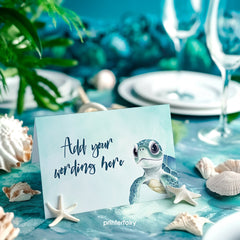 Sea Turtle Birthday Food Tents, Under The Sea Party Place Cards (Instant Download)