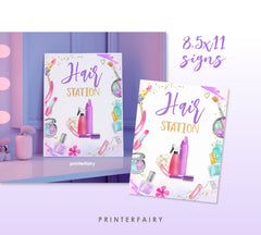 Spa Party Activities Sign Bundle, Relax, Manicure, Pedicure, Makeup, Hair Stations (Instant Download)