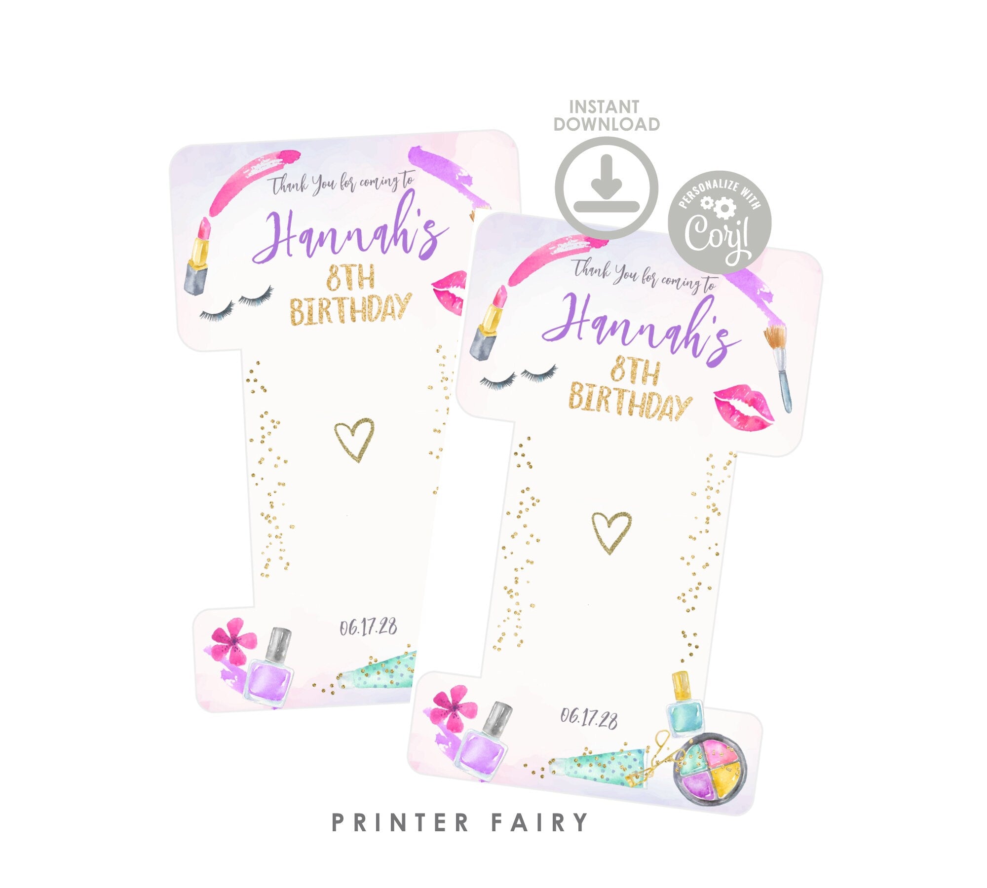 Spa Party Hair Tie Favor Label, Editable Printable