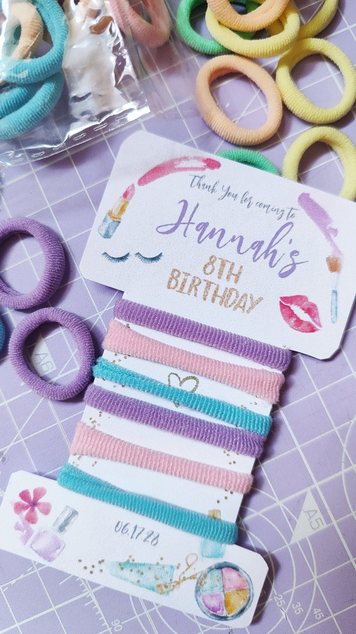 Spa Party Hair Tie Favor Label, Editable Printable