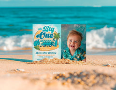 Editable Big One Surf Birthday Invitation with Photo (Digital Download)