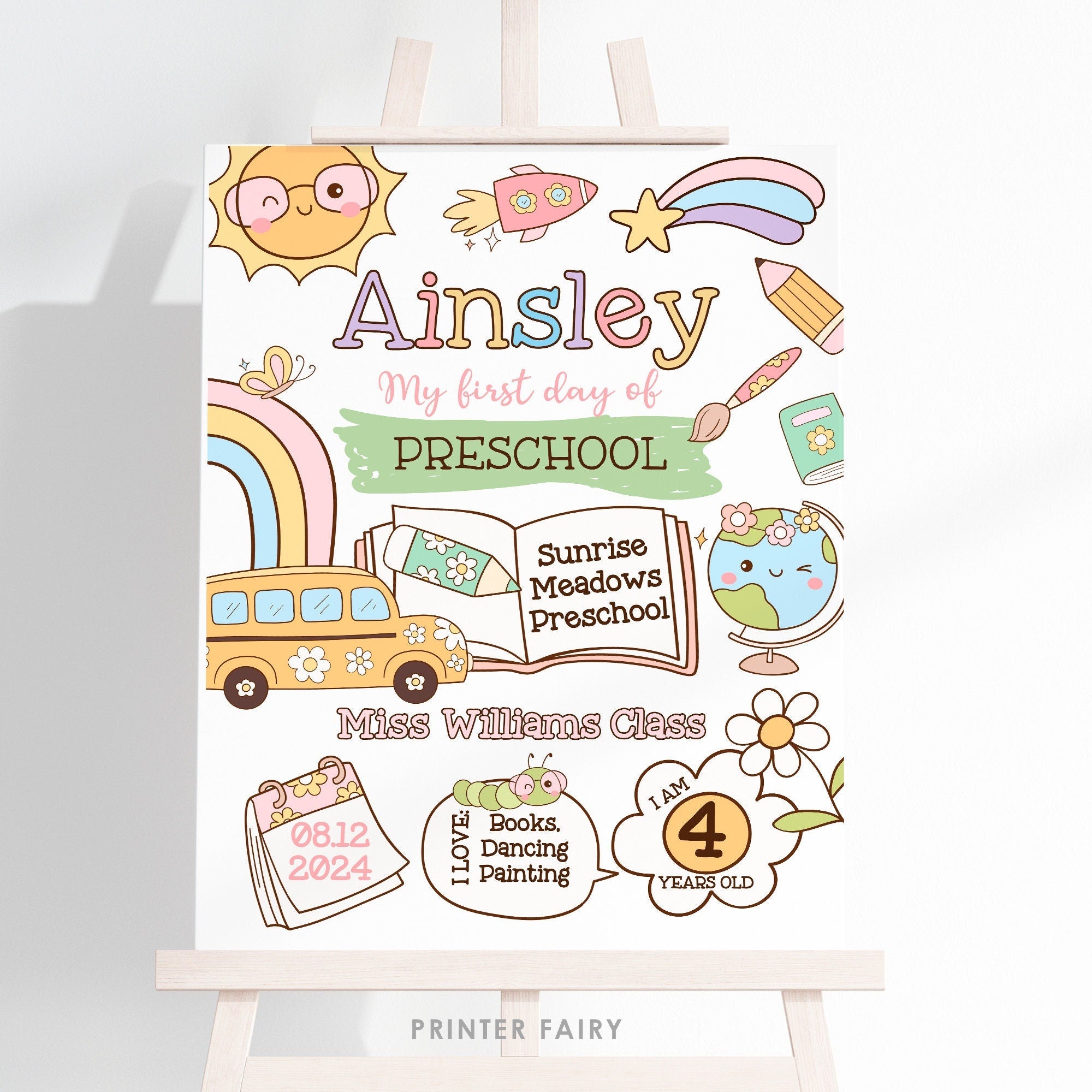 First Day of School Sign, Last Day Board, Editable Template (Instant Download)