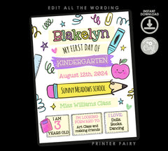 Editable First Day of School Sign, Any Grade (Digital Download)