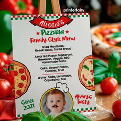 Editable Pizza Party Menu, Birthday Restaurant Sign (Instant Download)