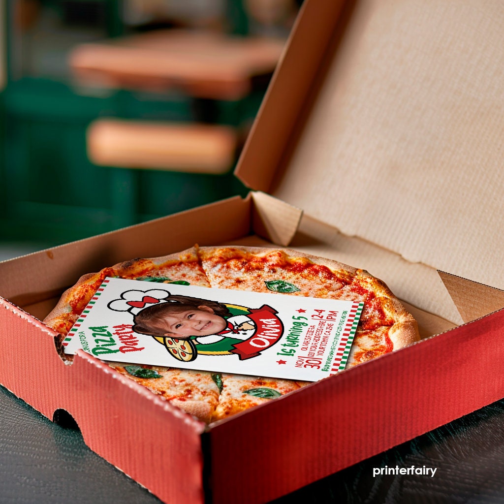 Personalized Pizza Party Invitation, Girl Birthday, Chef Theme (Digital)