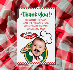Pizza Photo Thank You Cards, Personalized Birthday (Digital Printable)