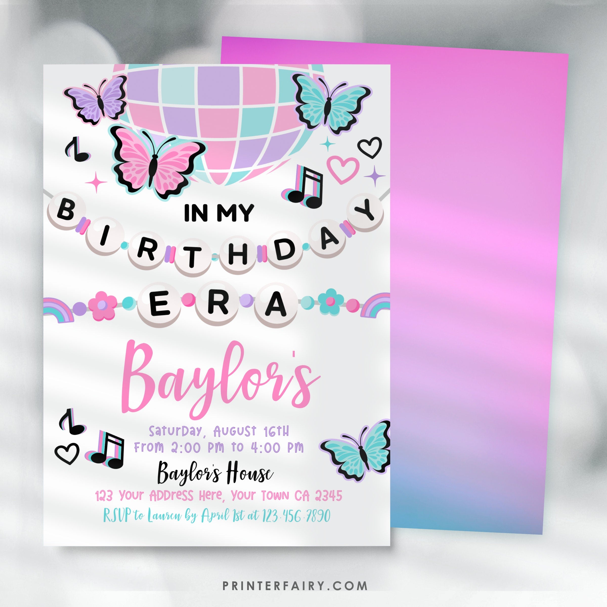 My Birthday Era Invitation, Friendship Bracelet, Music Party (INSTANT DOWNLOAD)