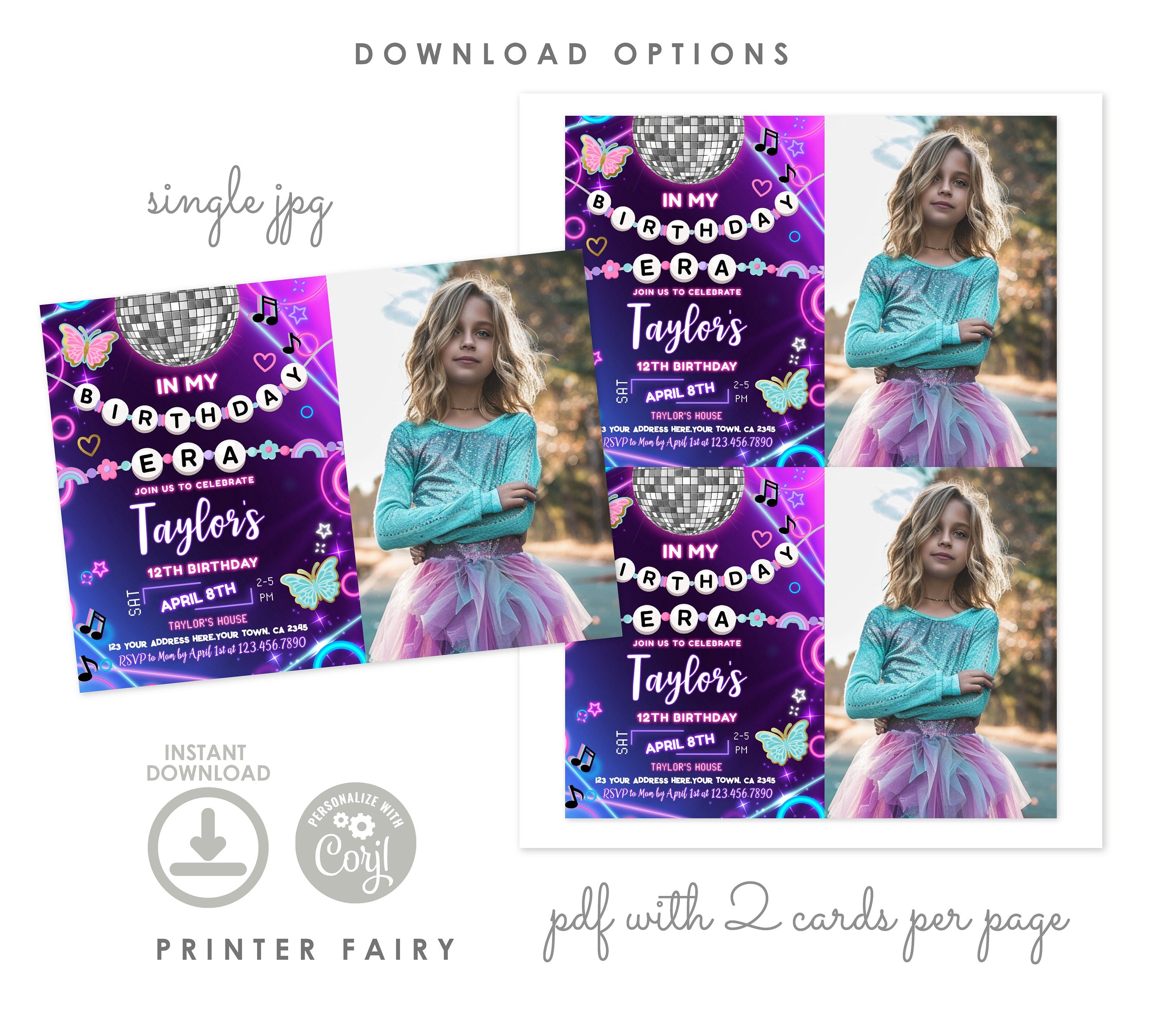 My Birthday Era Invitation Template, Photo, Music Party (INSTANT DOWNLOAD)