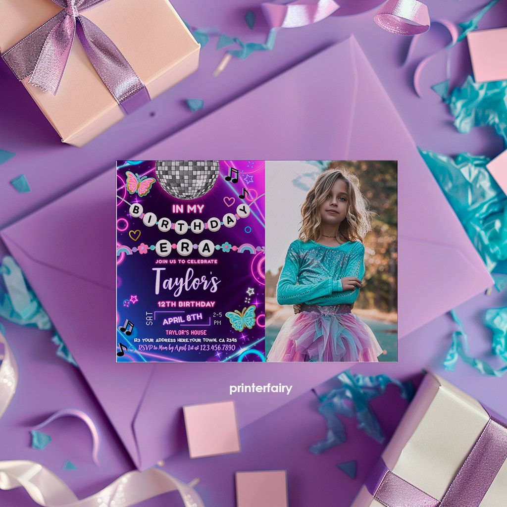 My Birthday Era Invitation Template, Photo, Music Party (INSTANT DOWNLOAD)