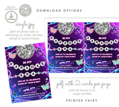 Karaoke Era Party Invitation, Editable Music Birthday Template (INSTANT DOWNLOAD)