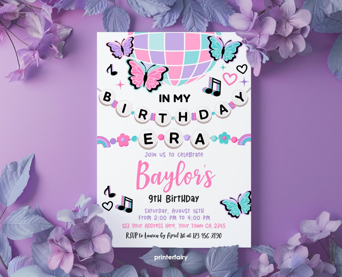 My Birthday Era Invitation, Friendship Bracelet, Music Party (INSTANT DOWNLOAD)