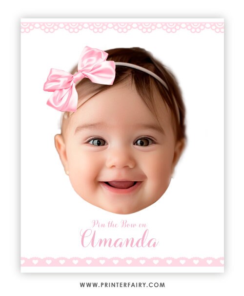Personalized Pin the Bow Game, Pink Coquette Birthday Party (Digital Download)