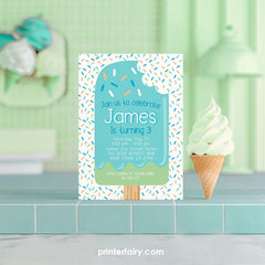 Popsicle Birthday Invitation, Ice Cream Summer Party (Digital, Editable)