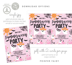 Summerween Ghost Pool Party Invitation, Editable (Digital Download)
