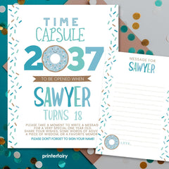 Donut Time Capsule Sign, Birthday Party Decor (EDITABLE)