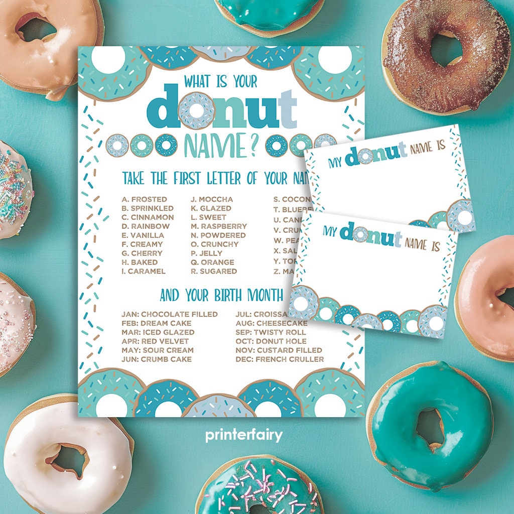 Donut Name Game, Donut Birthday Party (Instant Download)