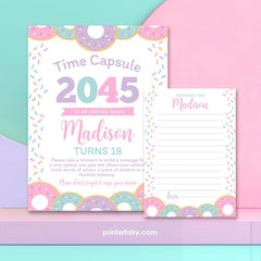 Donut Time Capsule Sign, First Birthday Decor (EDITABLE, Instant Download)