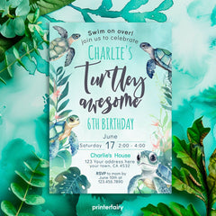 Sea Turtle Birthday Invitation, Under the Sea Party (Editable Digital Download)