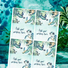 Sea Turtle Birthday Food Tents, Under The Sea Party Place Cards (Instant Download)