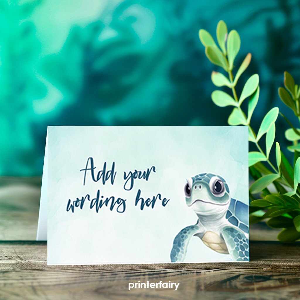 Sea Turtle Birthday Food Tents, Under The Sea Party Place Cards (Instant Download)