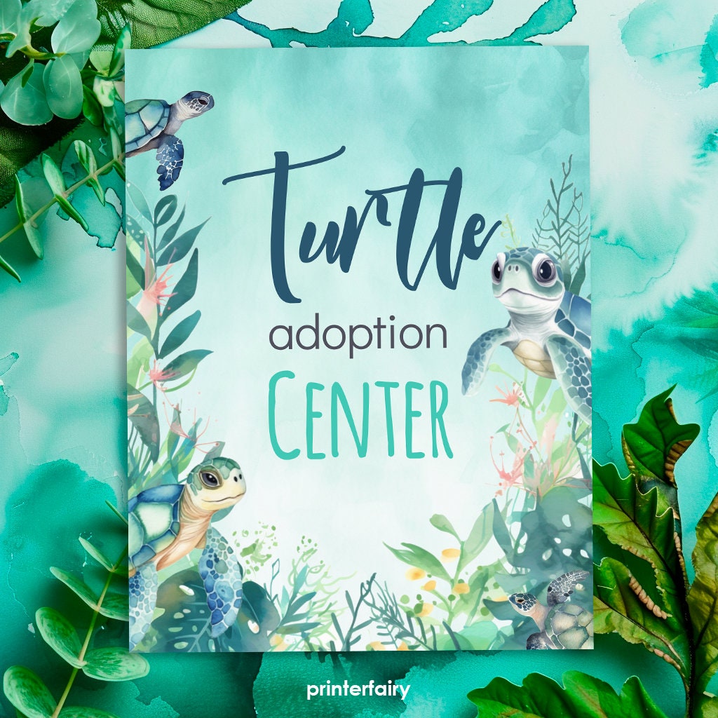 Sea Turtle Adoption Sign & Certificate, Under The Sea Party (Instant Download)