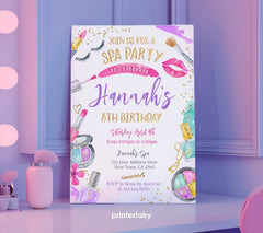 Glam Spa Birthday Party Invitation, Editable Glitz Invite (Digital Item)