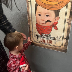 Personalized Pin the Mustache Game, Western Cowboy Birthday Party (Digital Download)