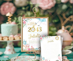 Alice in Wonderland Time Capsule, Birthday Party Decor (Editable, Instant Download)