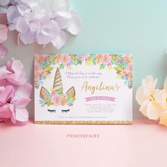 Editable Unicorn Birthday Invitation, Magical Party (Instant Download)