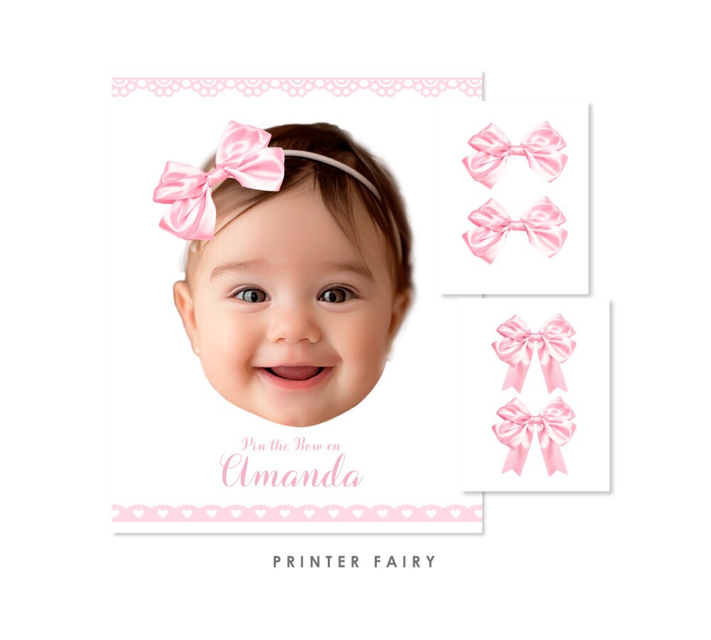 Personalized Pin the Bow Game, Pink Coquette Birthday Party (Digital Download)