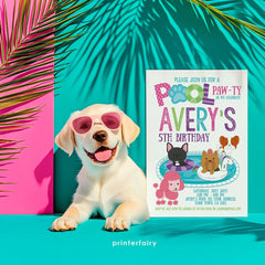 Pet Pool Pawty Invitation, Summer Birthday (Instant Download)
