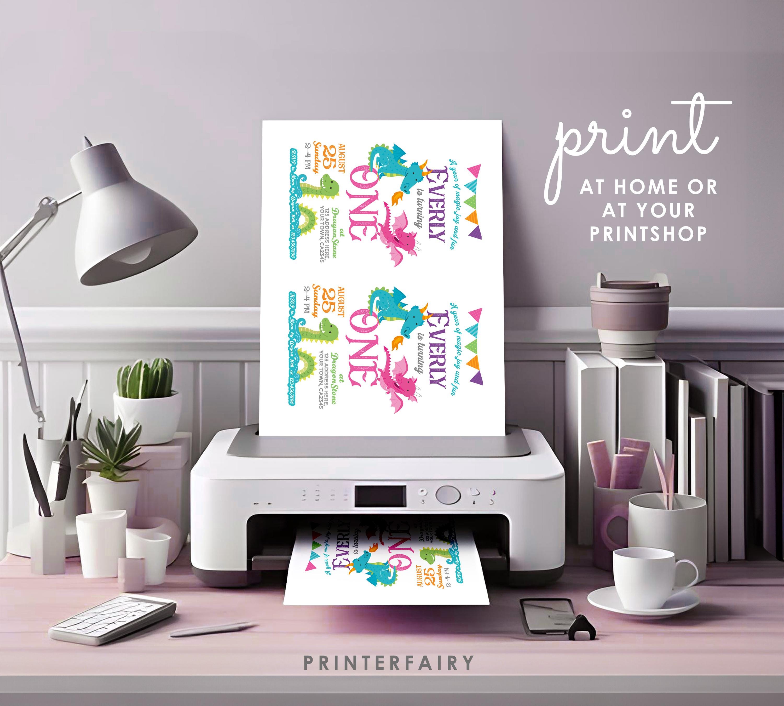 Dragon 1st Birthday Invitation Editable Template, Dragon Princess Party Theme, Digital Instant Download