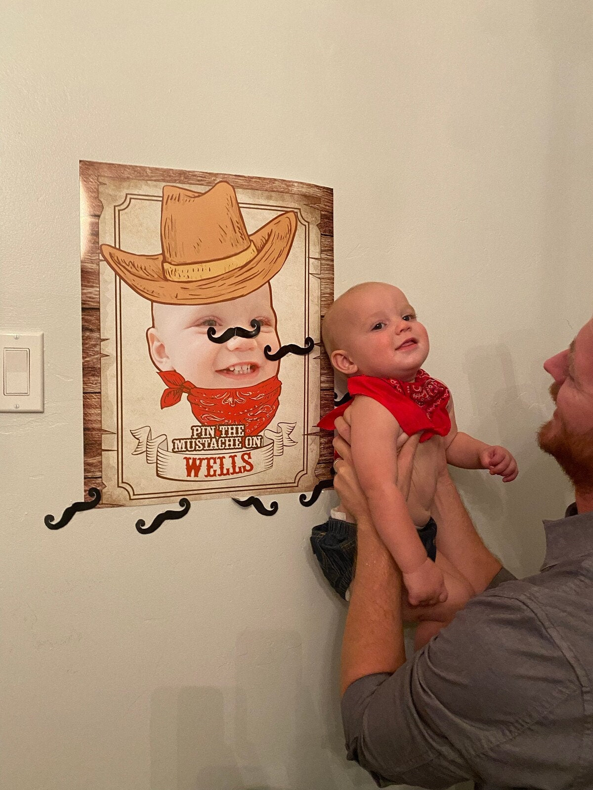 Personalized Pin the Mustache Game, Western Cowboy Birthday Party (Digital Download)