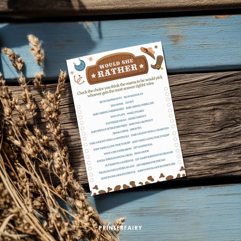 Cowboy Baby Shower Games Bundle, Editable Printable Templates (Digital Download)
