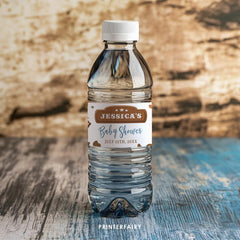 Cowboy Baby Shower Water Bottle Label, Editable (Digital Item)